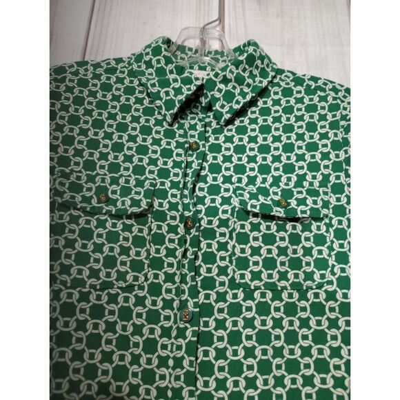 Charter Club Blouse Ladies Small Petite Green and White‎ - Picture 3 of 6